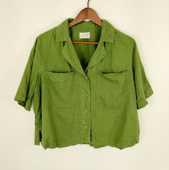 Universal Thread Linen Cropped Button Down Top size Medium - Picture 3 of 10
